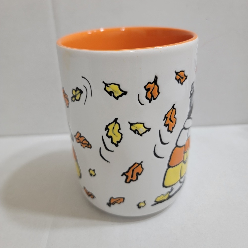 Peanuts 2025 Snoopy Candy Corn Puffer Jacket Fall Leaves Hand Painted Mug 16oz - Picture 2 of 7
